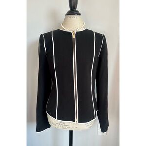 Calvin Klein contrast piping fitted blazer jacket